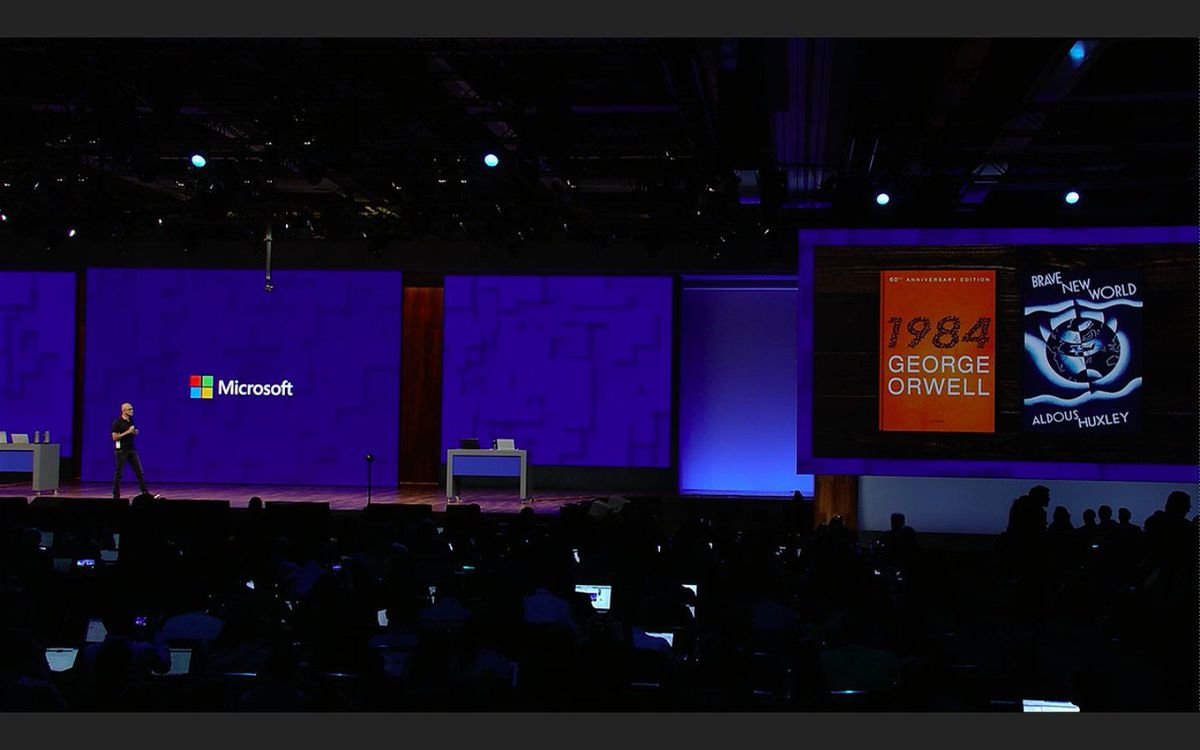 Satya Nadella calling out developers at Microsoft Build.